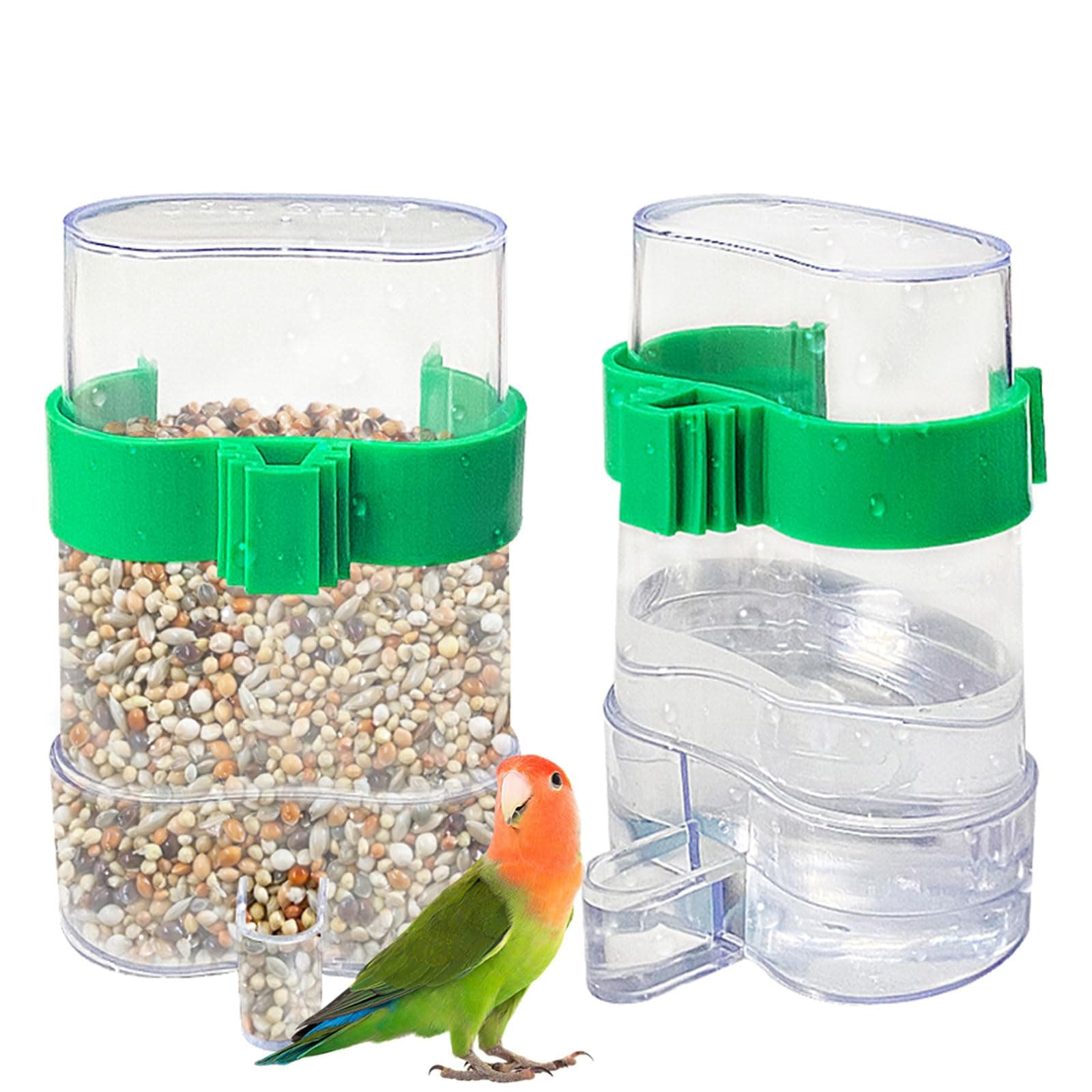 2 Pcs Automatic Bird Water Dispenser, Bird Water Feeder, Bottles Parrot Drinker Seed Food Container, Parakeet Cage Accessories for Parakeet Budgies Cockatiel Lovebird Small Birds Canary Finch