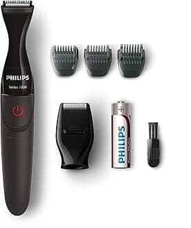 Multigroom Series 1000 Ultra Precise Beard Styler, DualCut Precision Trimmer, Detail Shaver Attachment, Fully Washable, AA Battery, 3 Precision Combs – MG1100/16