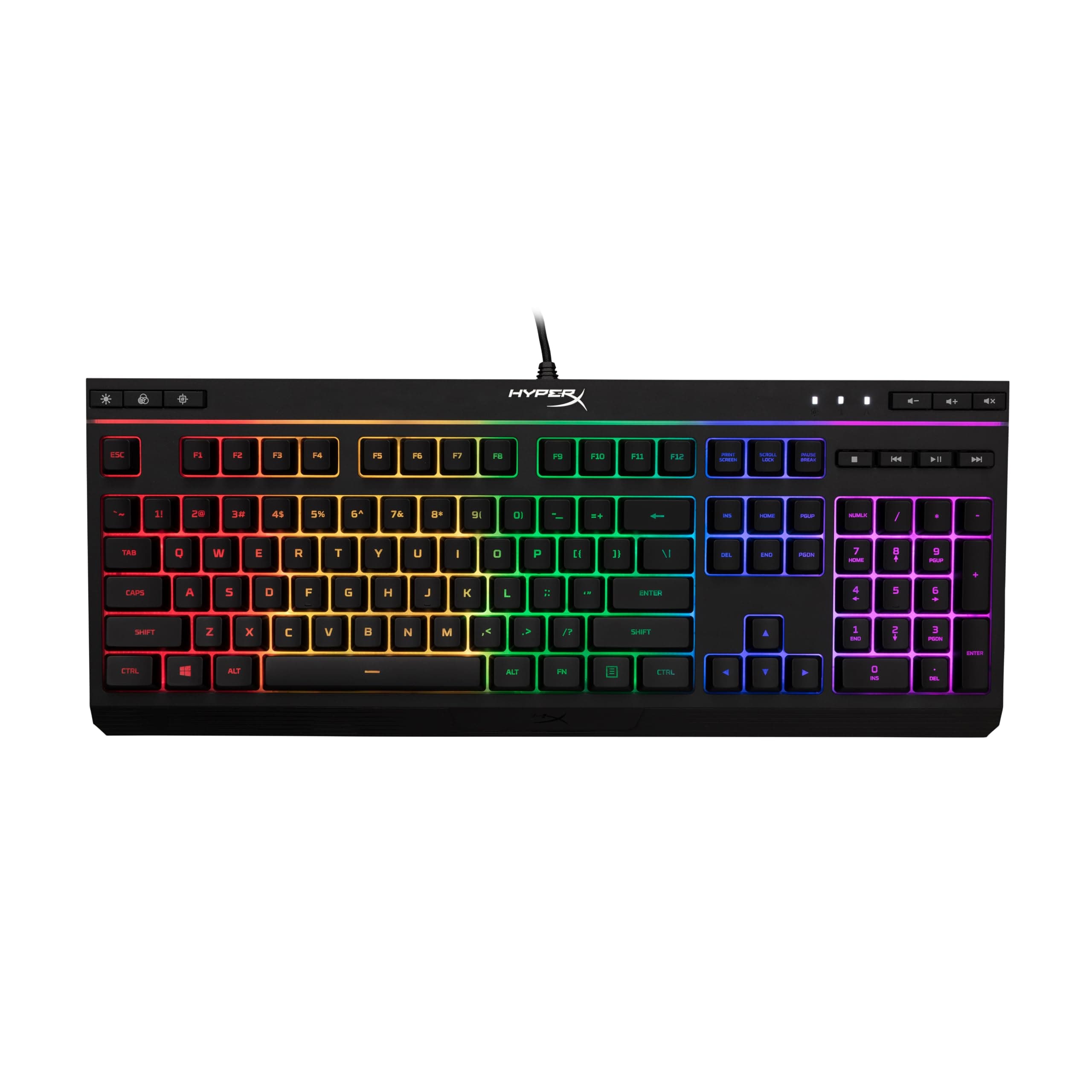 Alloy Core RGB – Membrane Gaming Keyboard, Comfortable Quiet Silent Keys with RGB LED Lighting Effects, Spill Resistant, Dedicated Media Keys, Compatible with Windows 10/8.1/8/7 – Black