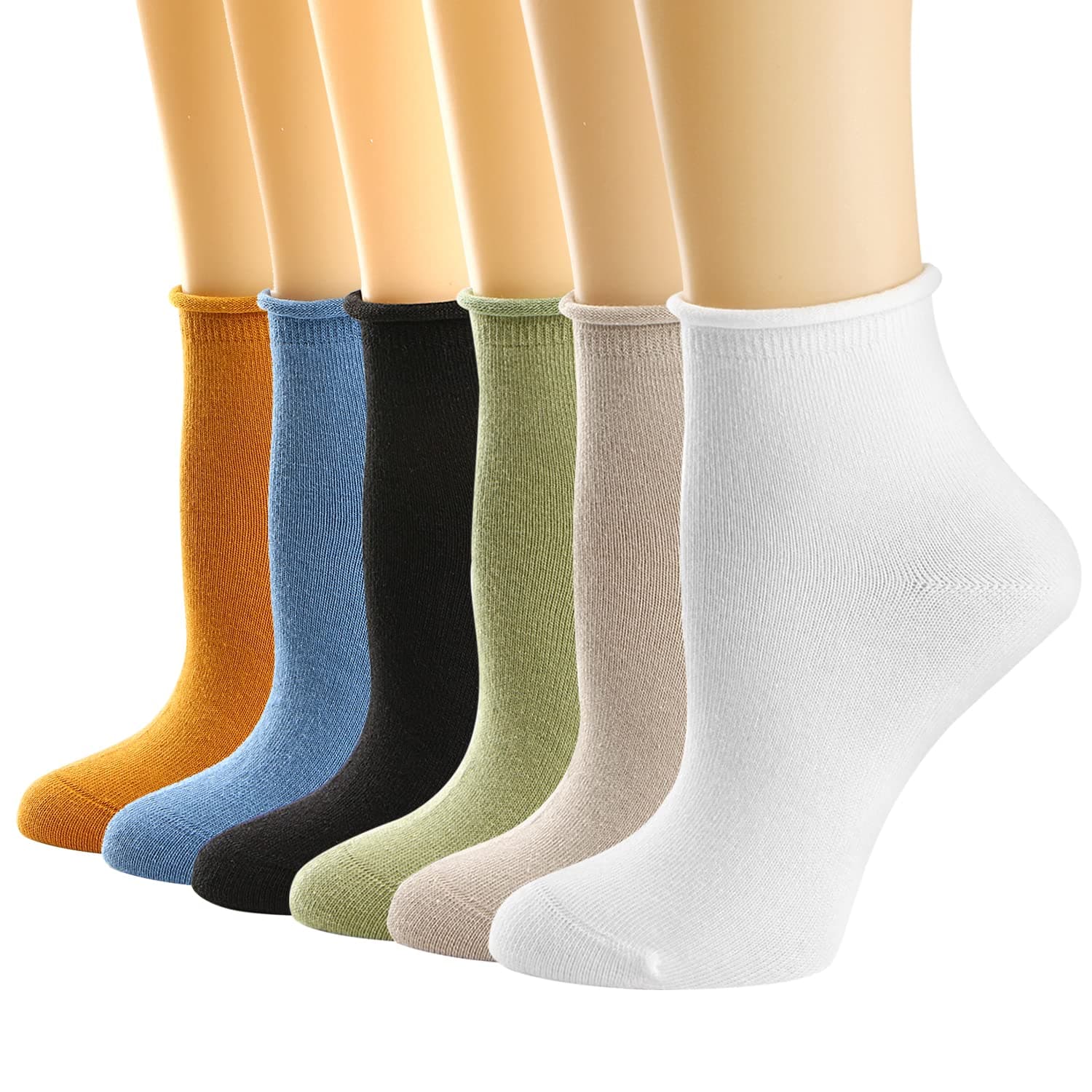 Mcool Mary Womens Socks, Ruffle Turn-Cuff Ankle Crew Low Cut Casual Socks Knit Lettuce Dress Summer Breathable Socks For Women 6 Pack
