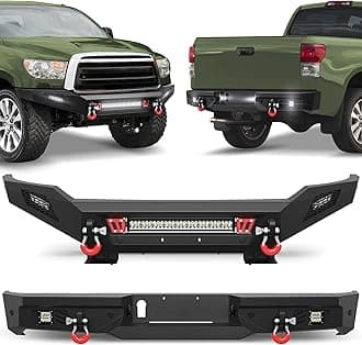 Tundra Front + Rear Bumper Set for 2007-2013 Toyota Tundra Pickup, w/LED Lights, License Plate Lights and D-rings