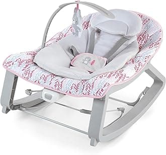 Ingenuity Keep Cozy 3-in-1 Grow with Me Vibrating Baby Bouncer Seat & Infant to Toddler Rocker, 0-30 Months Up to 40 lbs (Pink Lily)