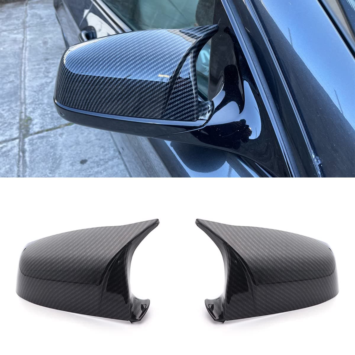 Horn caps M style Black side wing mirror Cap Cover for BMW 5 6 7 serie F01 F02 F03 F04 F06 F07 F10 F11 F12 F13 (Carbon Fiber Look)