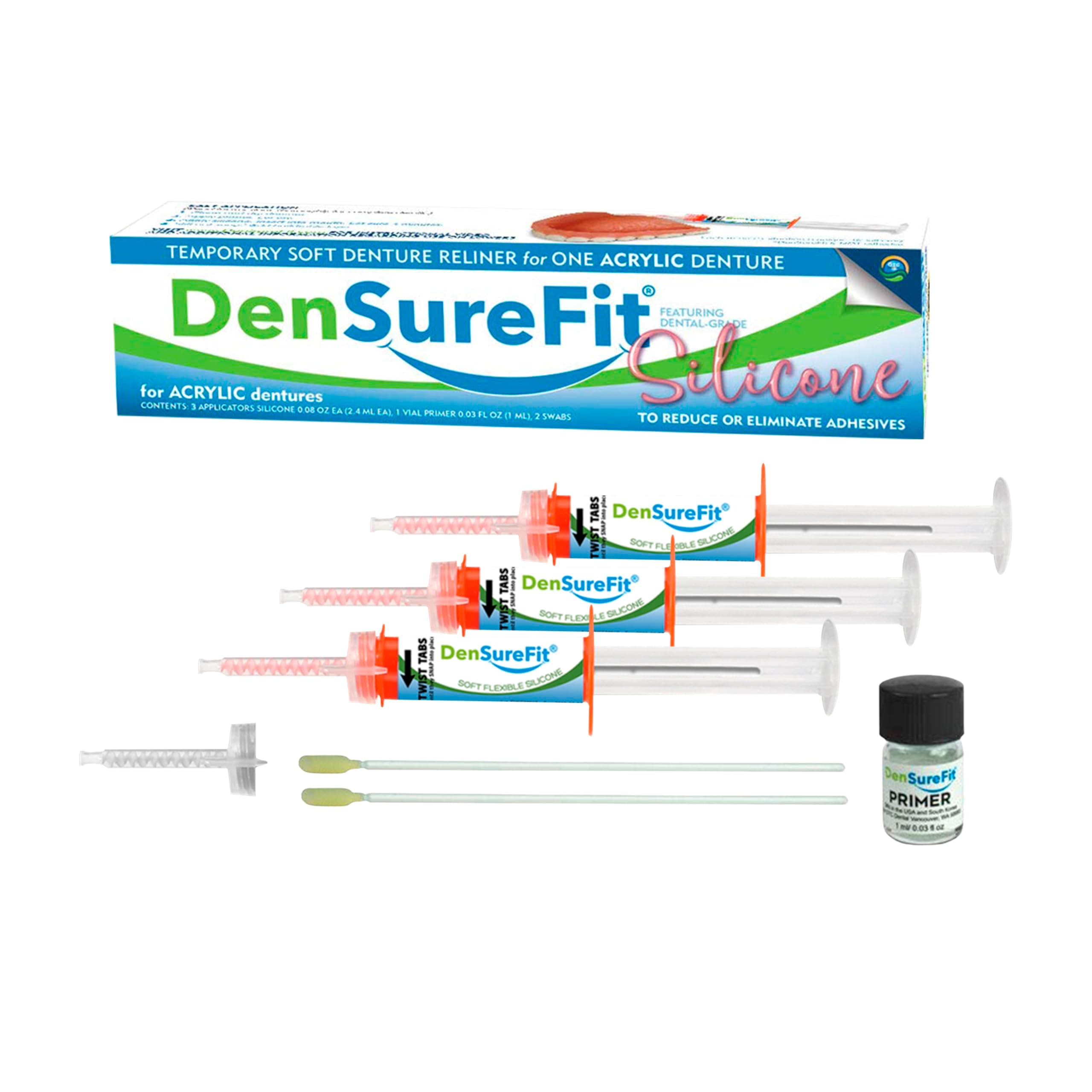 DenSureFit Upper Denture Reline Kit, Soft Silicone Denture Reliner Repair and Care Combo Kit with Extra Comfort Liner, Refit and Tighten for a Secure, Comfortable Fit