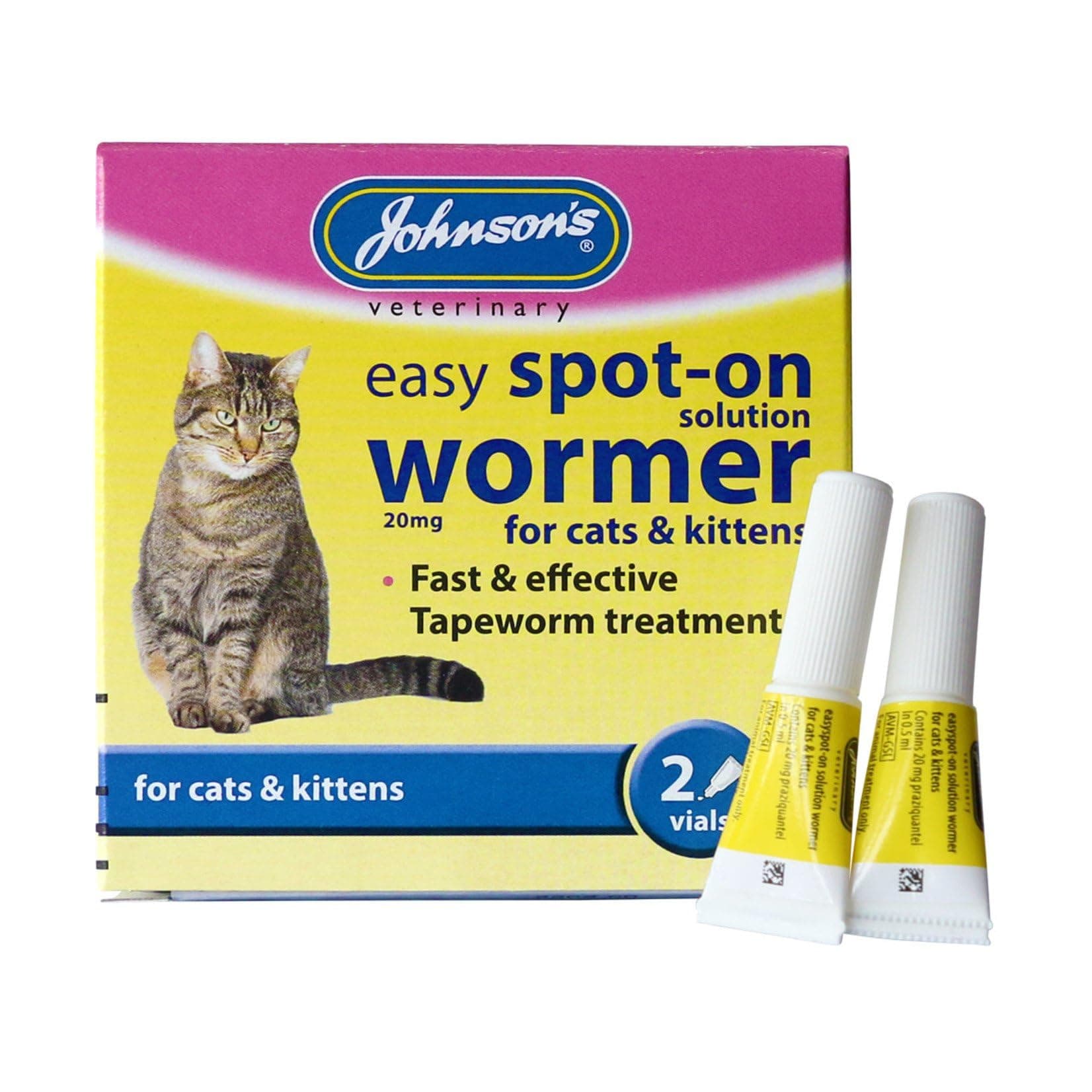 Johnson’s Easy Spot On Wormer for Cats & Kittens 2 Pack: Veterinary Strength Cat Worming Treatment Spot On, Effective Dewormer for Cats