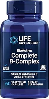 Life Extension BioActive Complete B-Complex, Heart, Brain and Nerve Support, Healthy Energy, Metabolism, Complete B Complex, 60 Vegetarian Capsules