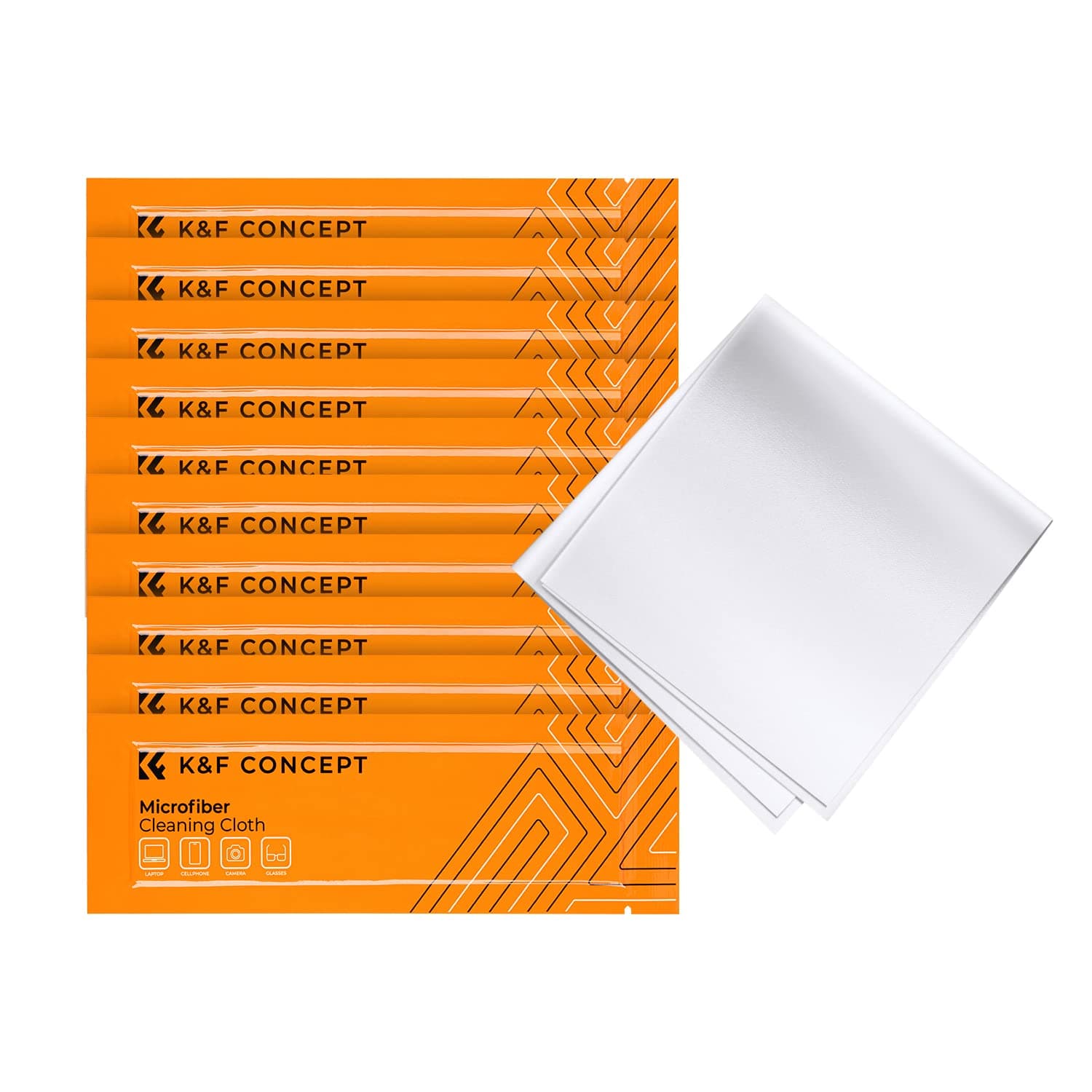 K&F Concept Microfiber Cloths for Camera Lens Washable 10-Pack 6x6in Vacuum Wrapped Lint Free Cleaning Cloth for Electronics and Glasses, Optics Precision Instrument Screens Polishing Cloth