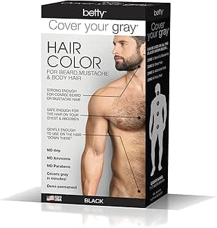 Betty Cover Your Gray Mens Hair Color for Beard, Mustache & Body Hair - Black