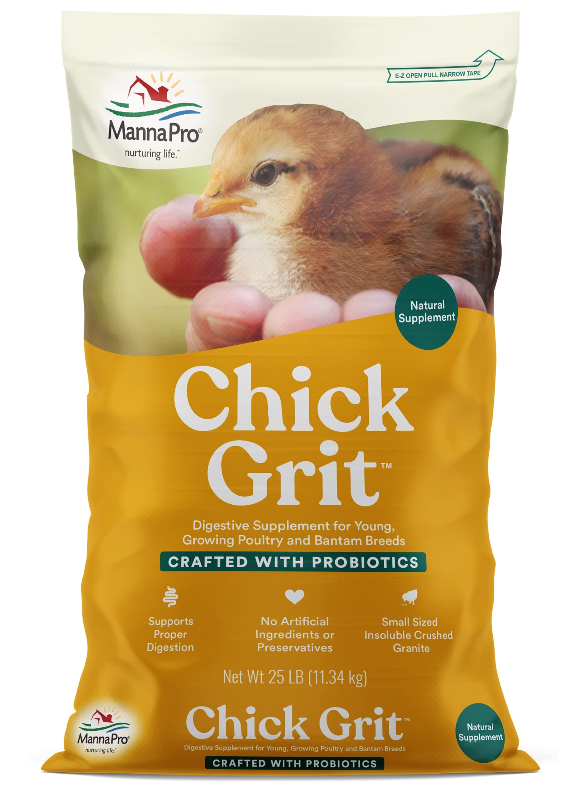 Chick Grit, Digestive Supplement for Young Poultry and Bantam Breed, Probiotics to Support Digestion, No Artificial Ingredients or Preservatives, Insoluble Crushed Granite, 25 lbs