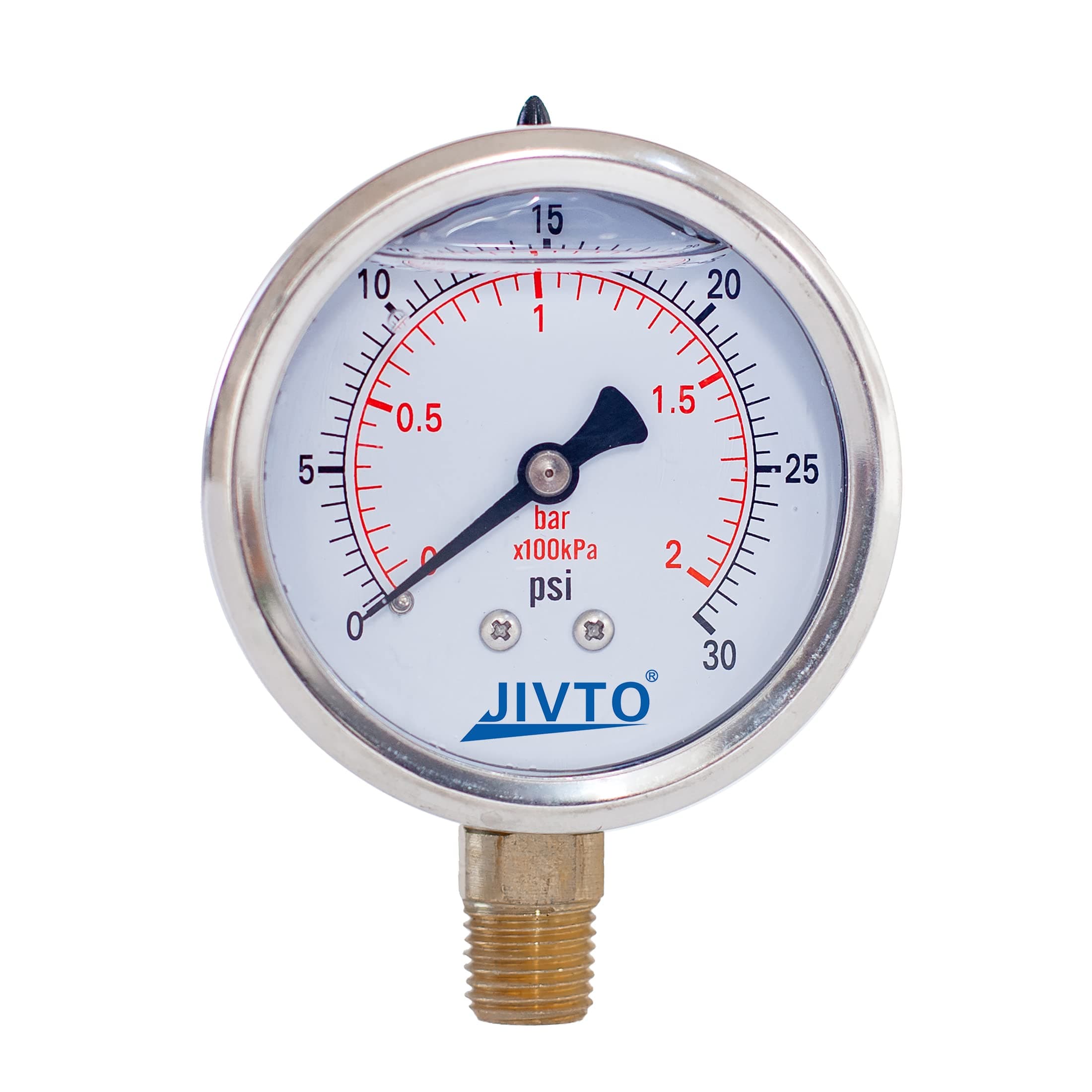 0-30 psi liquid filled pressure gauge