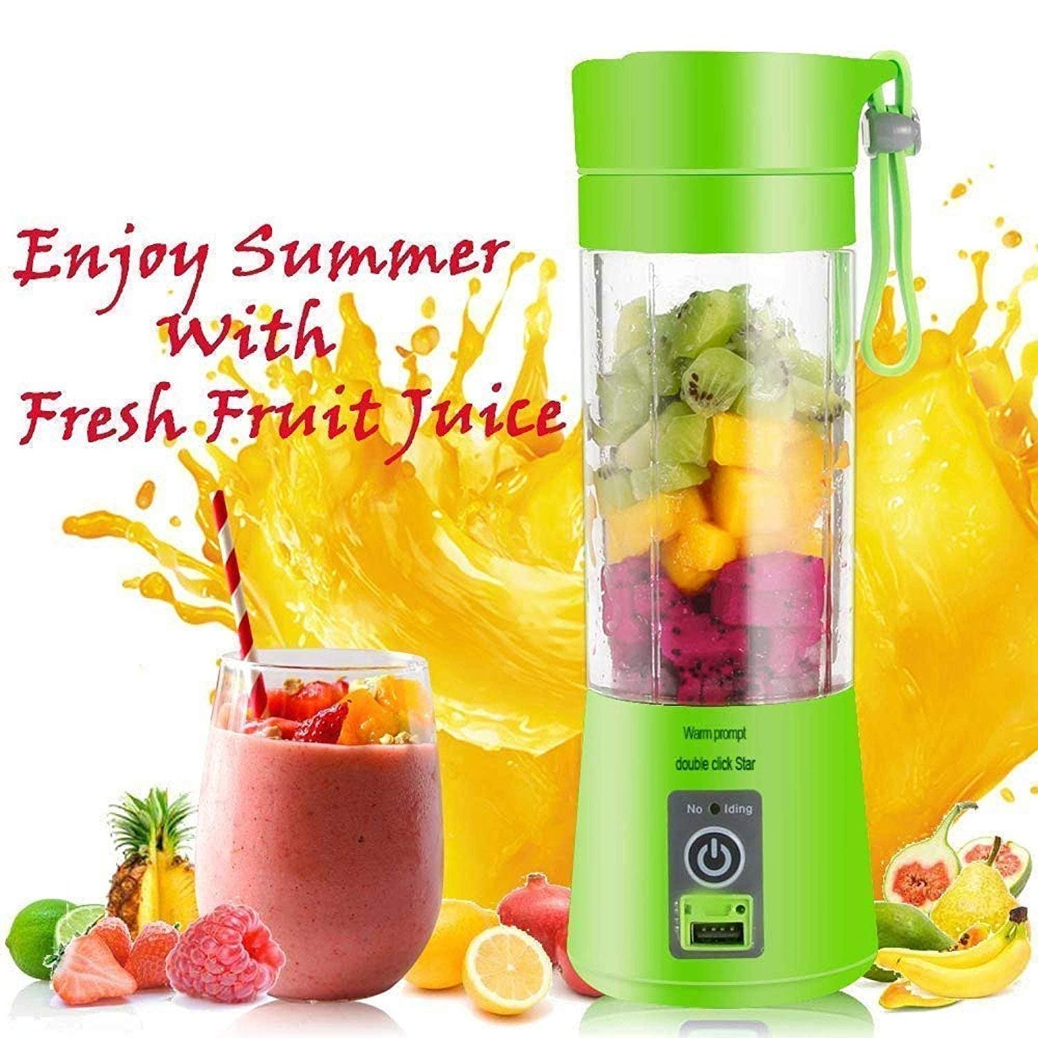 KEMPHO Plastic Portable USB Electric Blender Juice Cup (Multicolour)