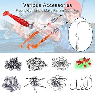 TOPFORT 187/343pcs Fishing Accessories Kit, Organized Fishing Tackle Box with Tackle Included, Fishing Hooks, Fishing Weights Sinkers, Fishing Gear and Equipment, Fishing Gift for Men
