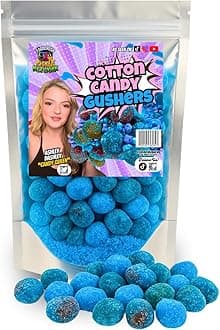 Cotton Candy Gushers Candy Snacks From Tiktok-Ashley Dashley's (3/4 LB) Fruit Filled Gummies Coated W/Cotton Cqndy Crunch Powder-Trend Items by Food Crush