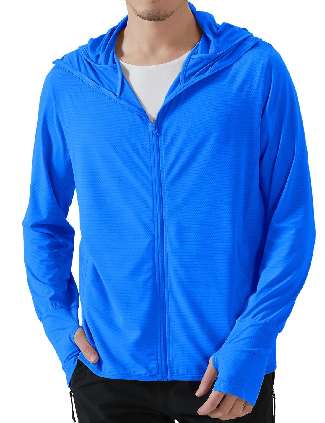 Locachy Men's UPF 50+ Sun Protection Outdoor Lightweight Full Zip Hoodie Jacket Long Sleeve Fishing Hiking Performance Shirt