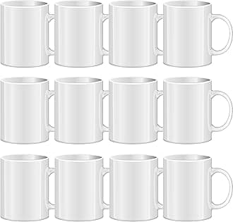 Sublimation Mugs - White Ceramic Cups for Coffee, Soup, Tea, Milk, Latte, Hot Cocoa - 11 oz Set of 12
