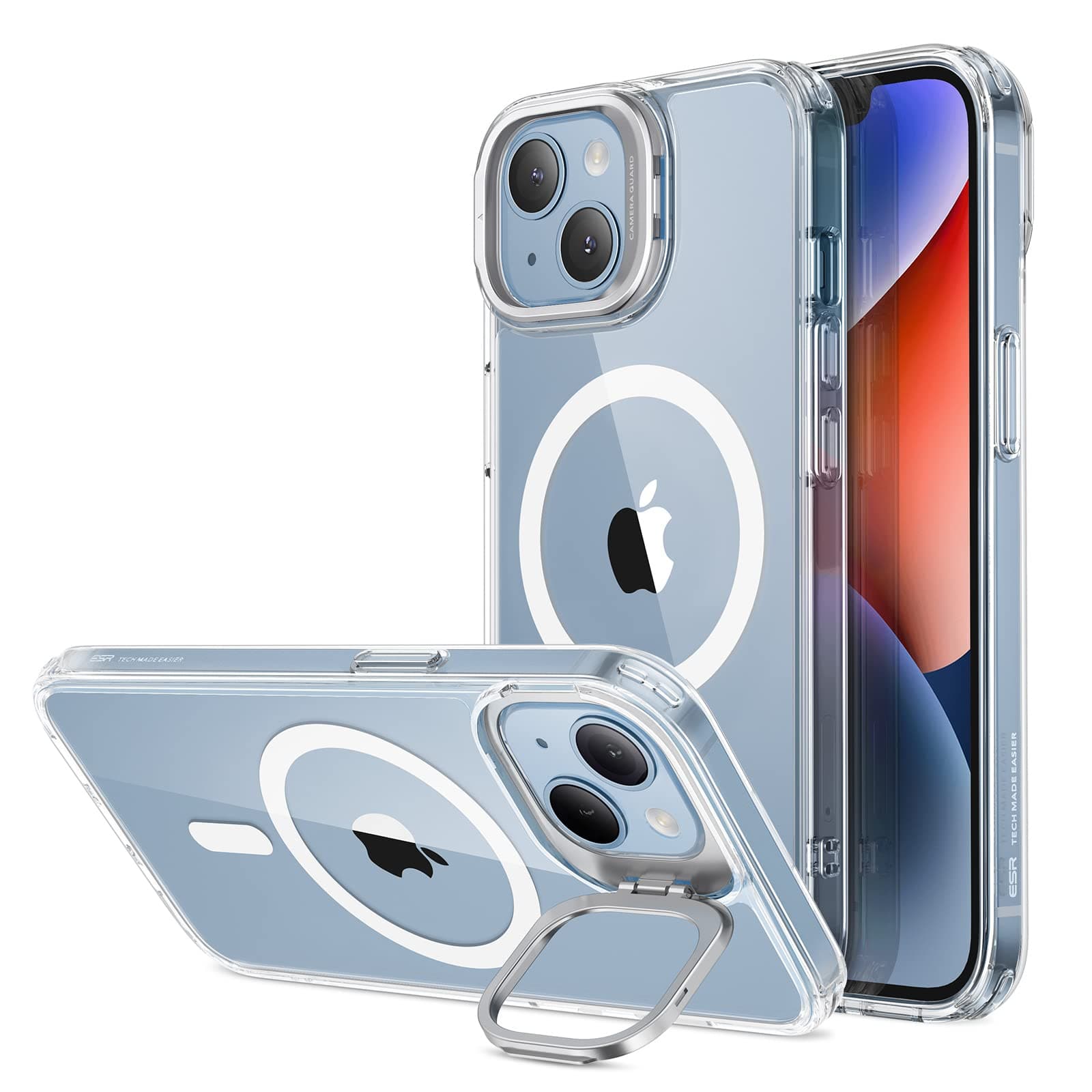 for iPhone 13 Case/iPhone 14 Case, Compatible with MagSafe, Built-in Stash Stand Clear Phone Case for iPhone 13/iPhone 14, Military-Grade Protection Magnetic Phone Case, Classic Series, Clear