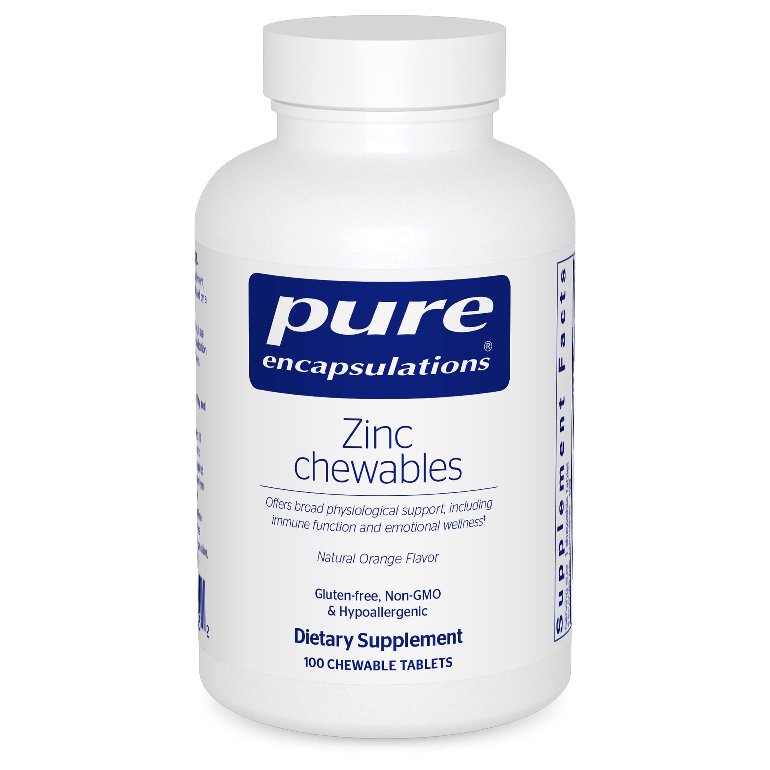 Pure Encapsulations Zinc Chewables | Supplement for Immune System Support, Growth and Development, and Wound Healing | 100 Chewable Tablets | Natural Orange Flavor