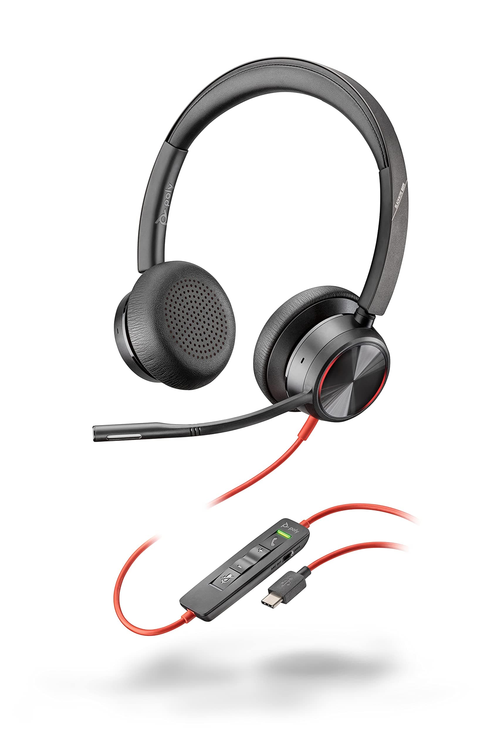 Stereo Headset 'Blackwire 8225' with USB-C Connection, Active Noise Cancelling and Flexible Microphone Arm, Black, Wired