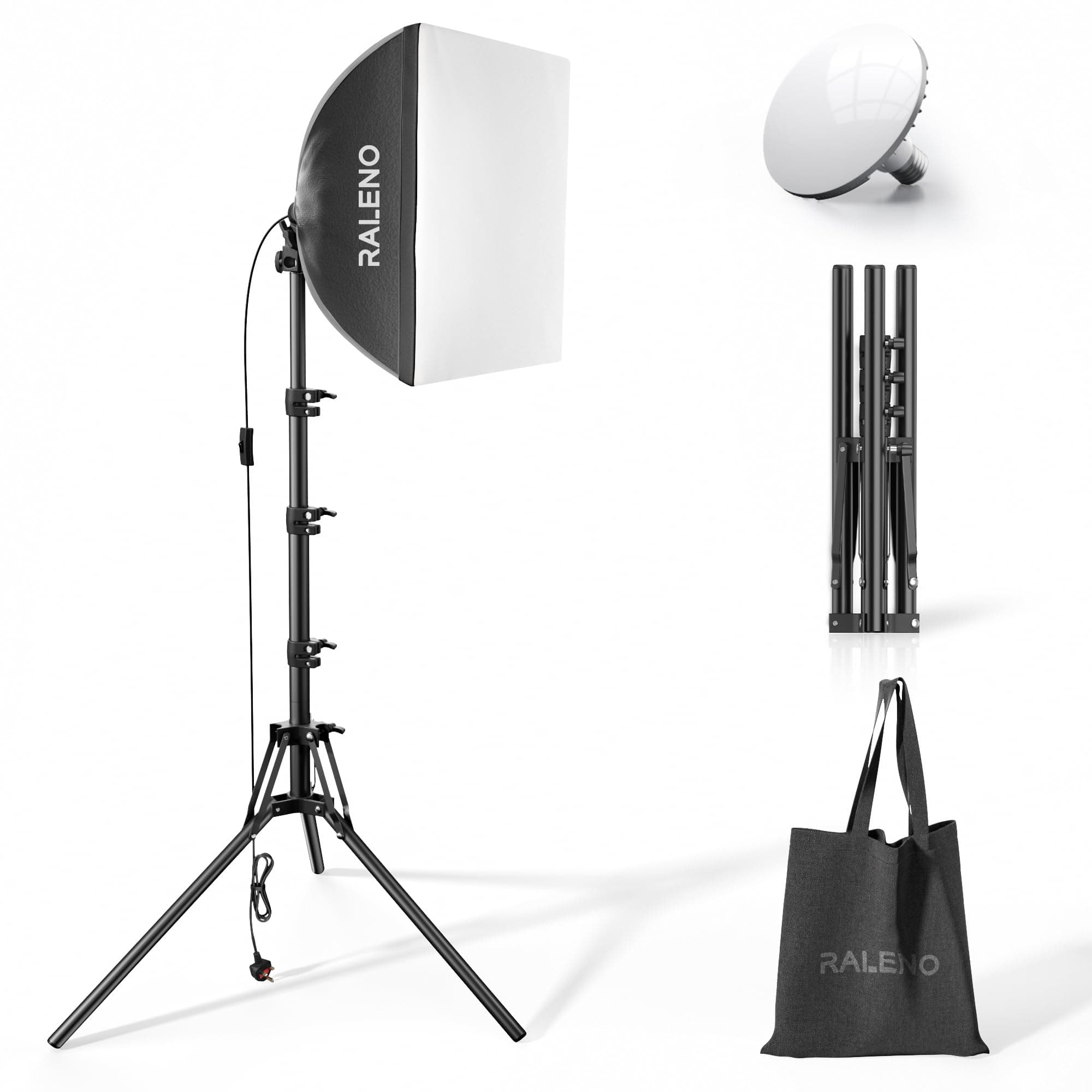 Softbox Photography Lighting Kit, 16’’×16’’ LED Photography Studio Light with 50W 5500K CCT Bulbs, 95+ CRI Light Box Lighting for Video Recording, Studio and Product Shooting Youtube