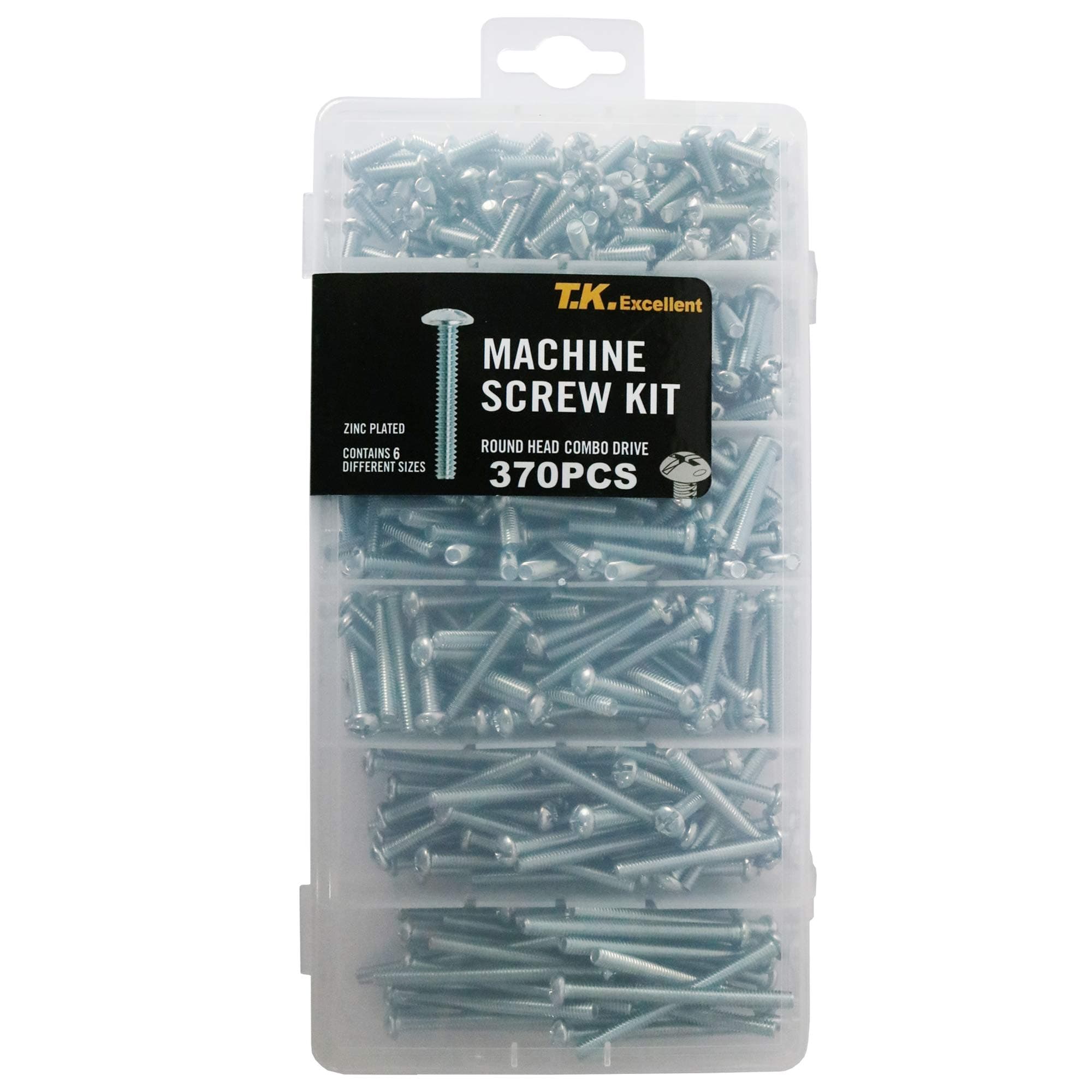 T.K.Excellent #8x1/2 to #8x2 Machine Screws Assortment Kit Electrical Outlet Screws Fully Threaded Phillips Drive, 370 Pcs