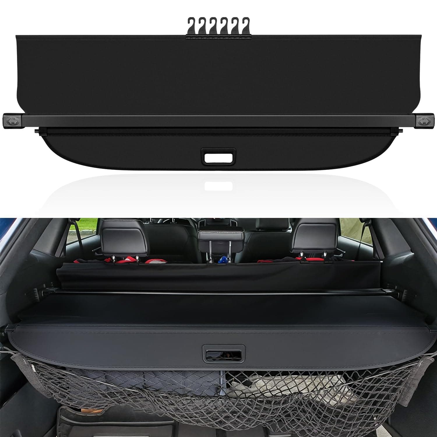 Trunk Cargo Cover For Ford Edge 2015 2016 2017 2018 2019 2020 2021 2022 2023 2024 2025 SE SEL ST Sport Titanium Retractable Rear Trunk Cargo Luggage Security Shade Shield Interior Accessories Black