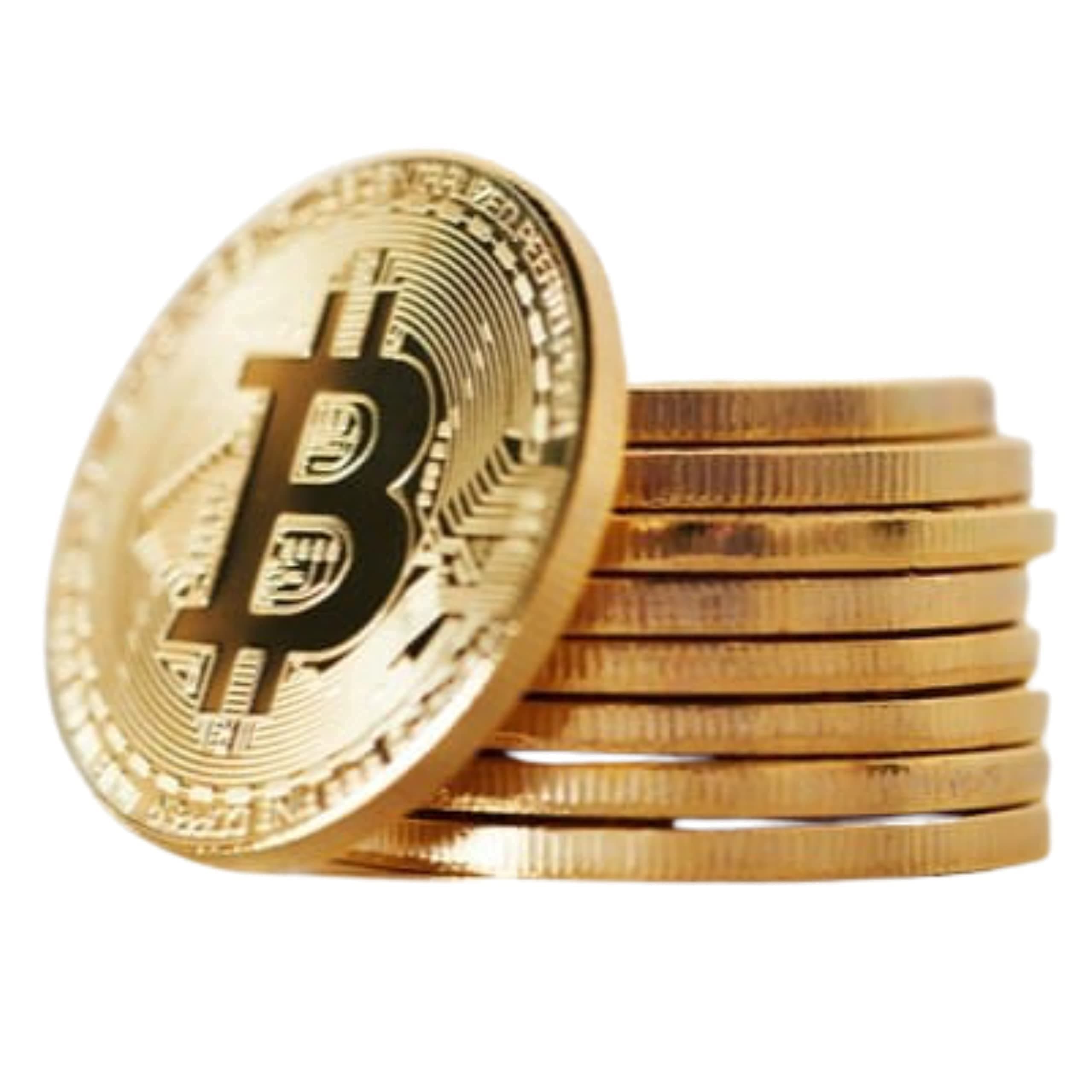 10 Pcs Bitcoin Souvenir With Case, Physical Collection, Gold Plated for Commemoration, Crypto Currency BTC for Gift, Gold Tokens