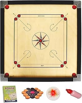 WRF Superior Matte Finish Practice Carrom Board for Serious Professional Practice with Coins Striker and Powder Black New (32 Inch WR-6)