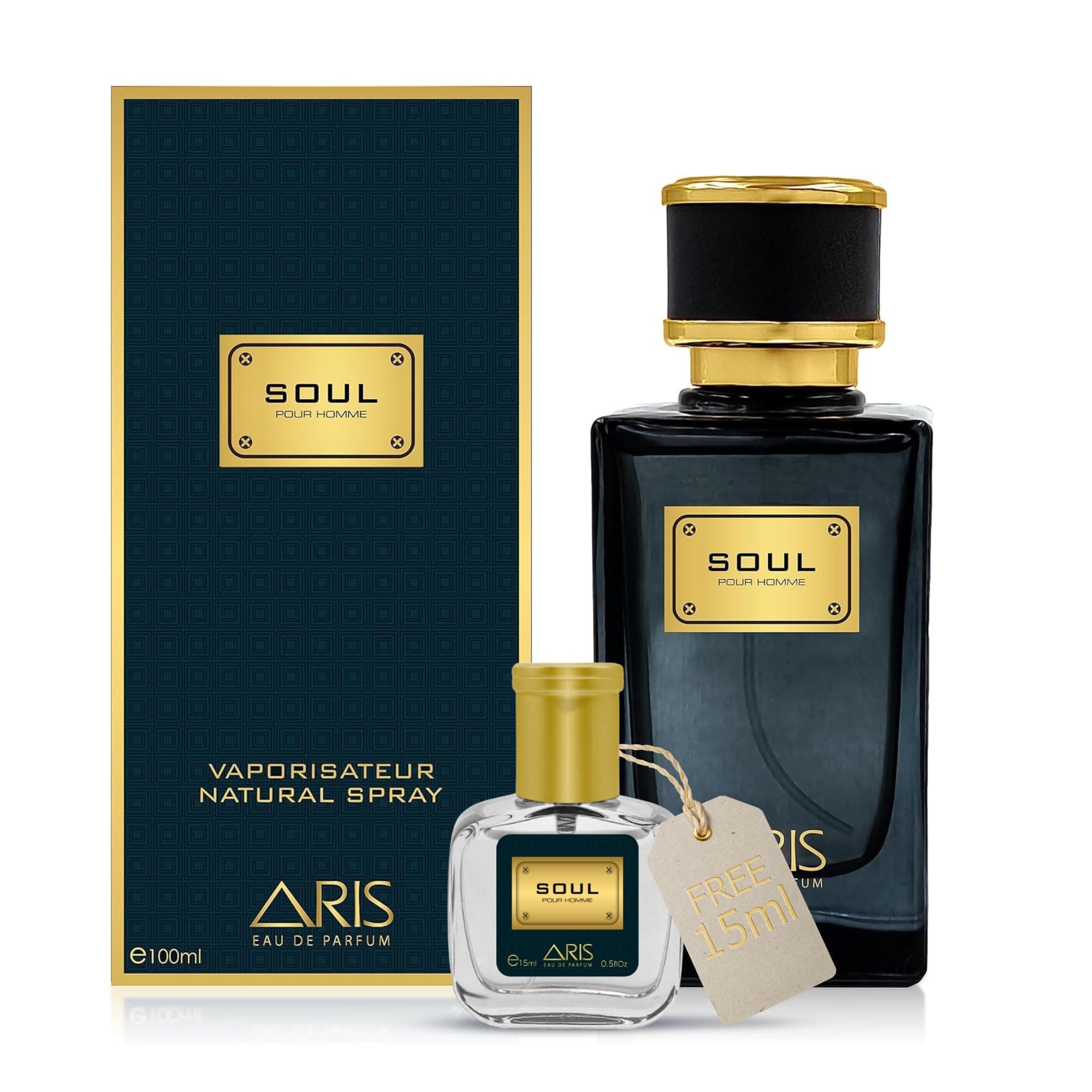 Soul by ARIS Eau de Parfum for Men – Long-Lasting Spicy, Fruity, and Floral Fragrance – 100ml Cologne Spray – Men’s Perfume Comes with Extra 15ml Sample (Random Scent Included) – Great for Daily Wear