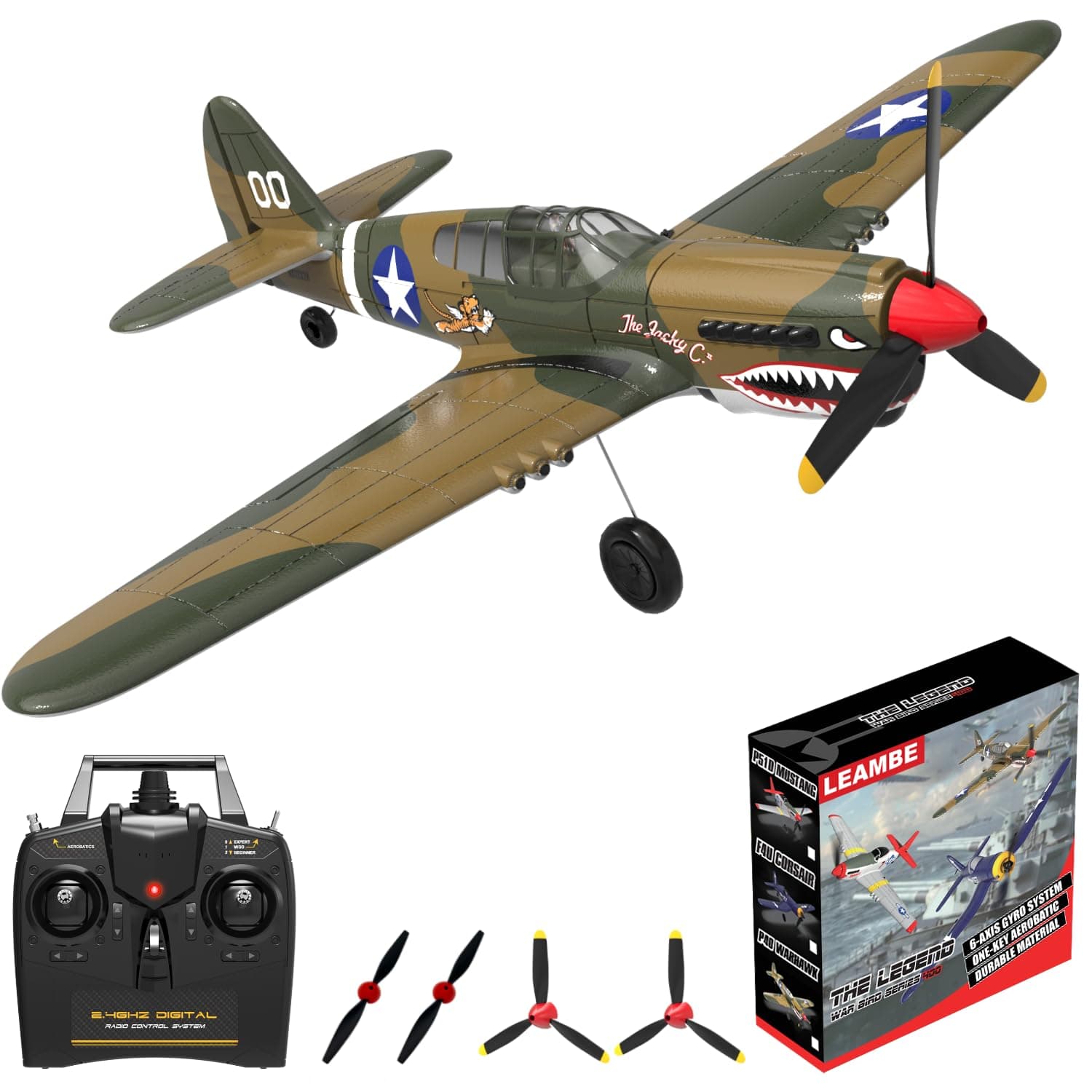RC Plane 4 Channel Remote Control Airplane - Ready to Fly P-40 Warhawk RC Airplane for Beginners Adult with Xpilot Stabilization System & One Key Aerobatic