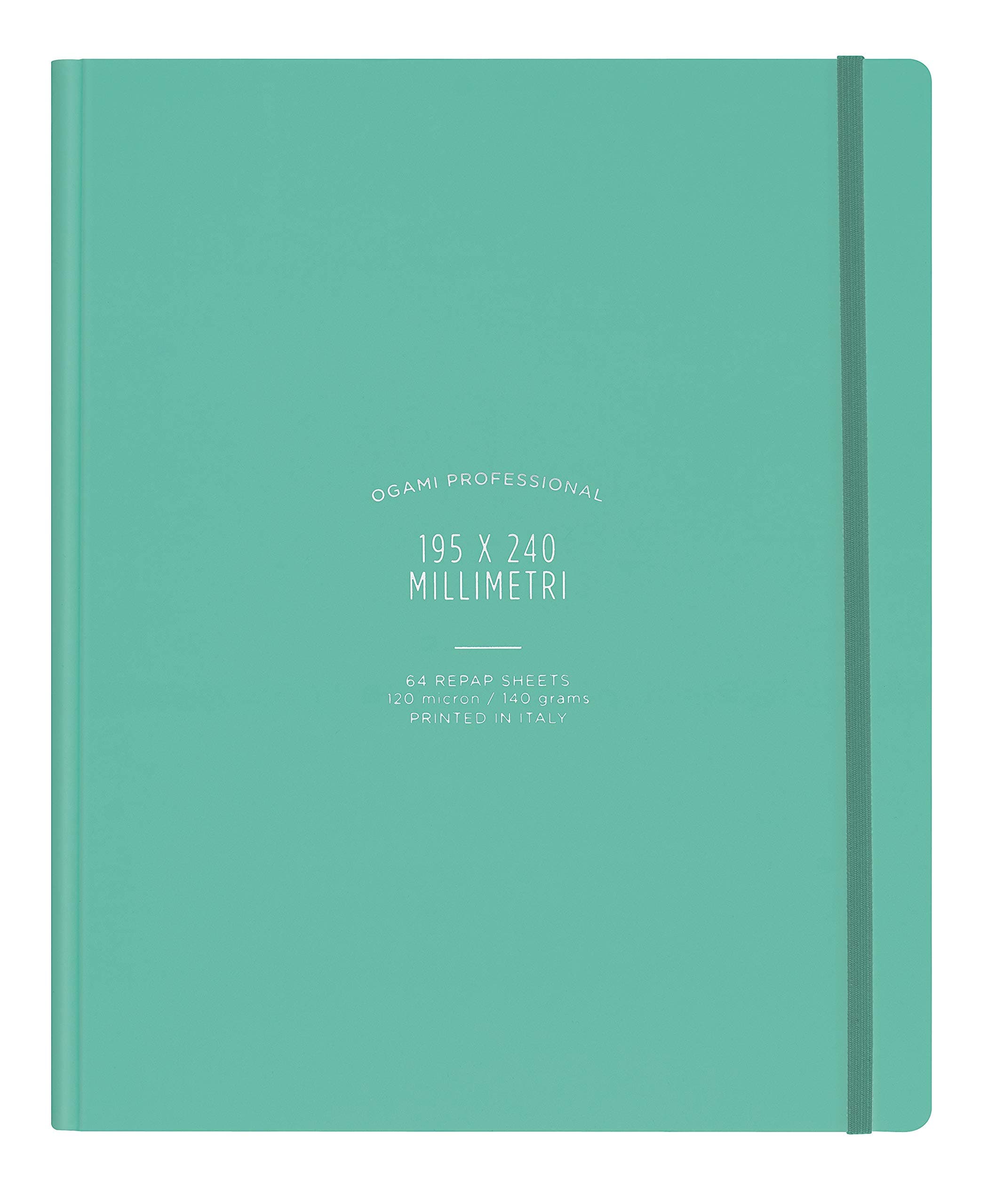 Ogami Repap Stone Paper Hard Cover Notebook 8 x 10 (Aqua Blue Blank)