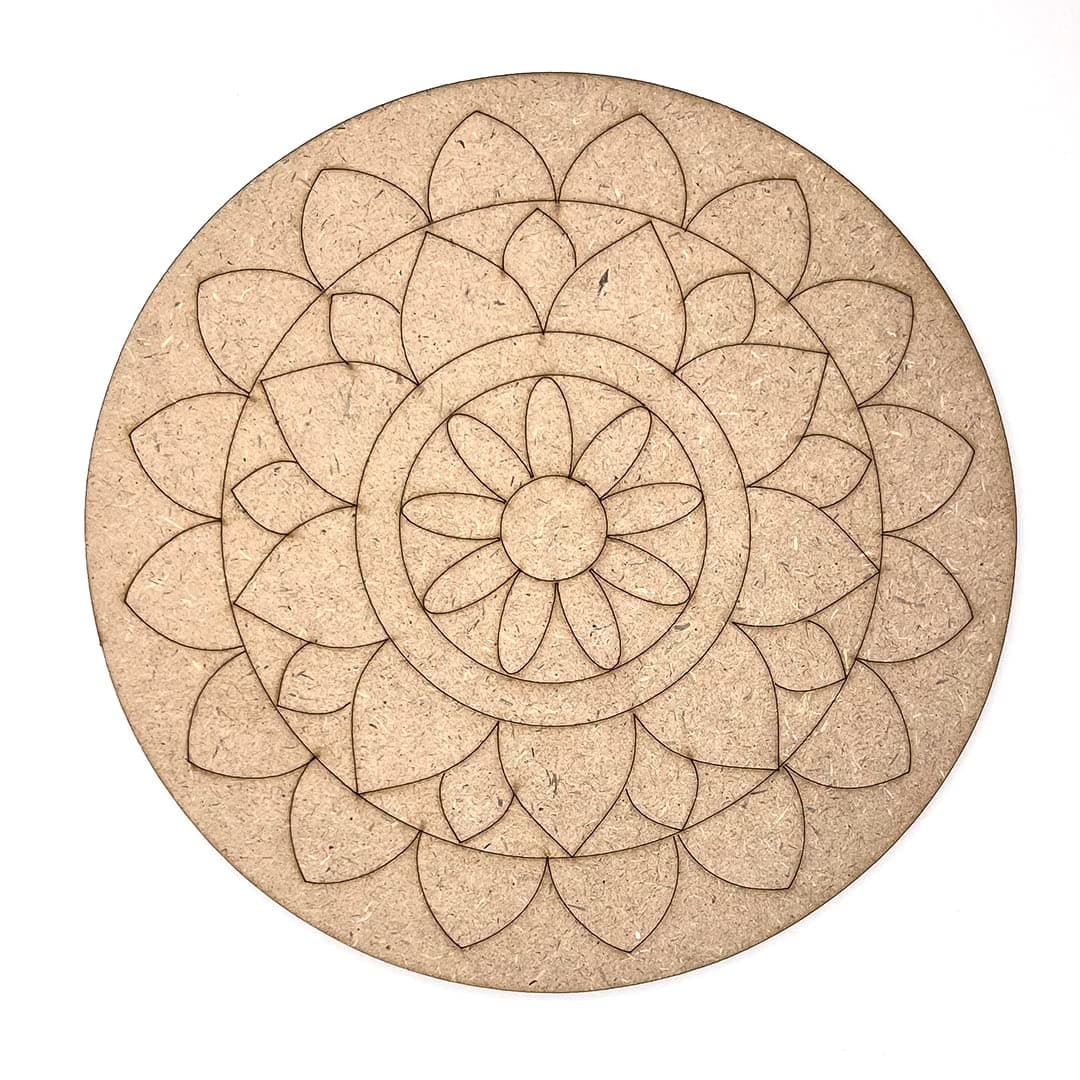 ADIKALA Engraved Mandala MDF Base for DIY | 8.INCH_(Set of 6)