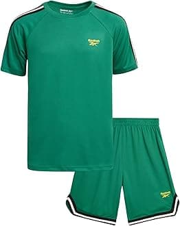 Reebok Boys Athletic Shorts Set - 2 Piece Summer Clothes Outfit with Pocket Tee and Boys Running Shorts for Active Kids
