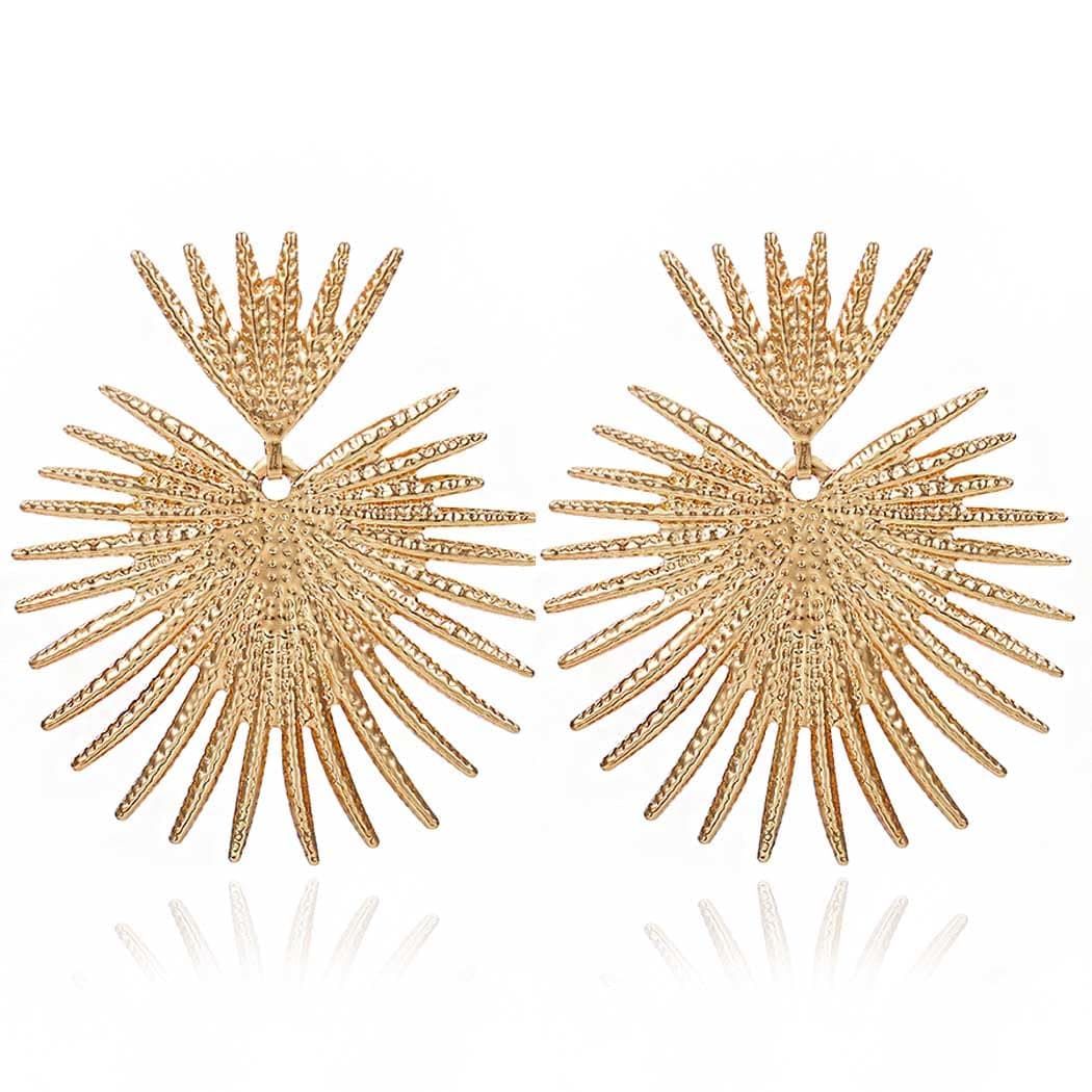 Heart Dangle Earrings Studs Gold Star Statement Earrings Flower Geometric Exaggerated Earrings Punk Minimalist Ear Jewelry for Women and Girls (Gold)