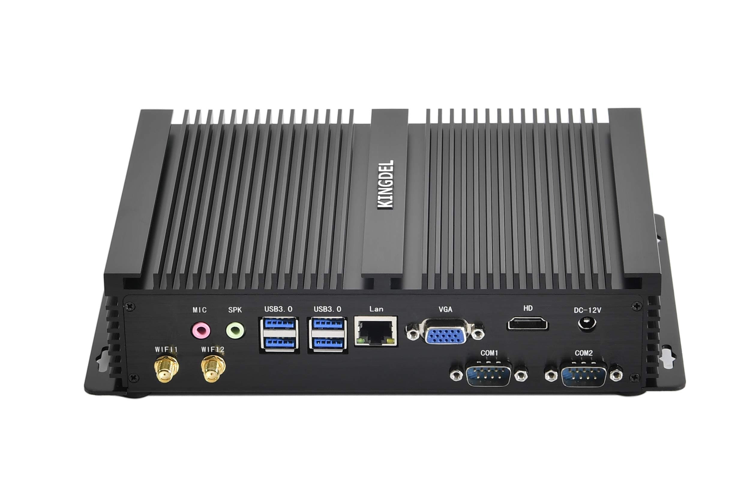 Fanless Industrial Computer, Mini PC, core i7 8th Gen. CPU, 16GB RAM 512GB NVMe SSD, 4K: 4096x2304, HD Port, VGA, 4xUSB 3.0, 2xCOM RS232, WiFi+Bluetooth, Metal Case