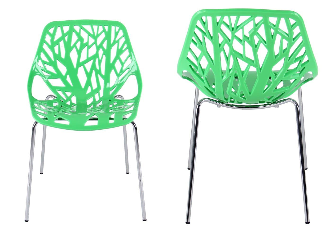 CREATION YUSHENG Plastic Modern Accent Dining Chairs Tree Chair Birds Nest Dining Side Stacking Chairs, Green, Set of 2