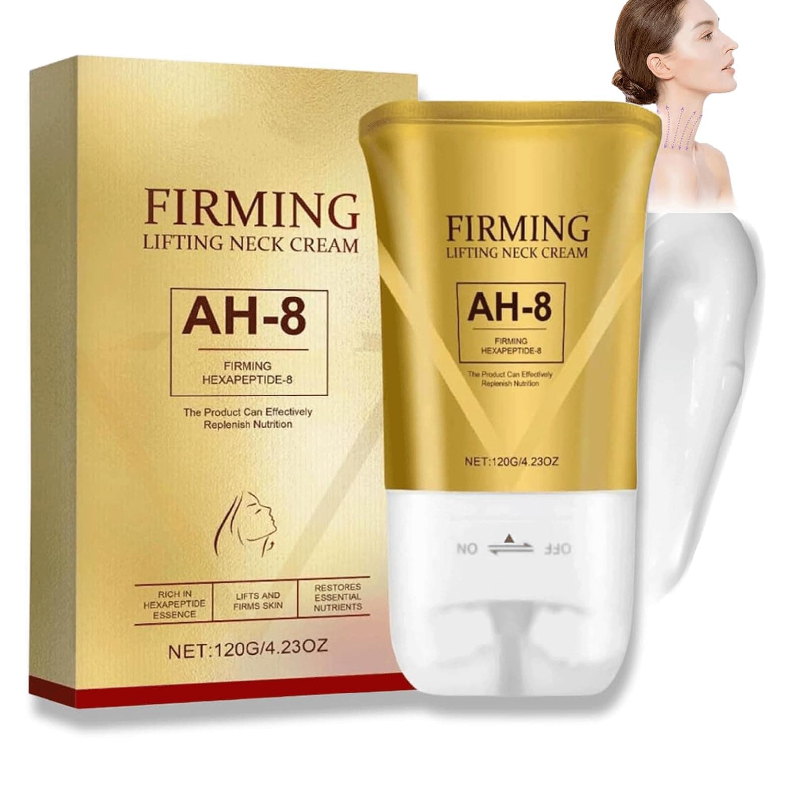 Ah-8 Firming Neck Cream, with Double Roller Massage Neck Tighteningcream, Neck Firming Creams Contain Hexapeptide,Neckcream for Lifting and Moisturizing and Nourishing (1Pcs)
