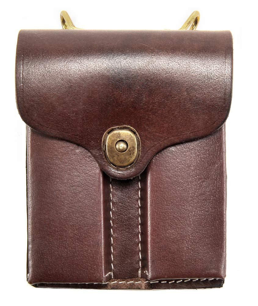 Leather .45 Double Magazine Pouch with Belt Hanger