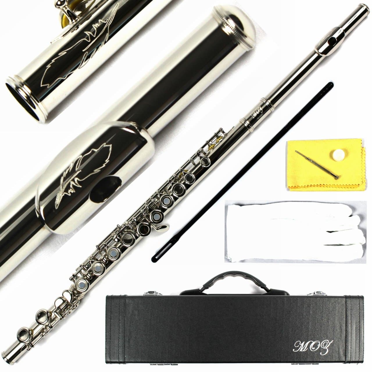 Engraved Design Italian Pads 16 Keys Open Hole Silver Plated Flute