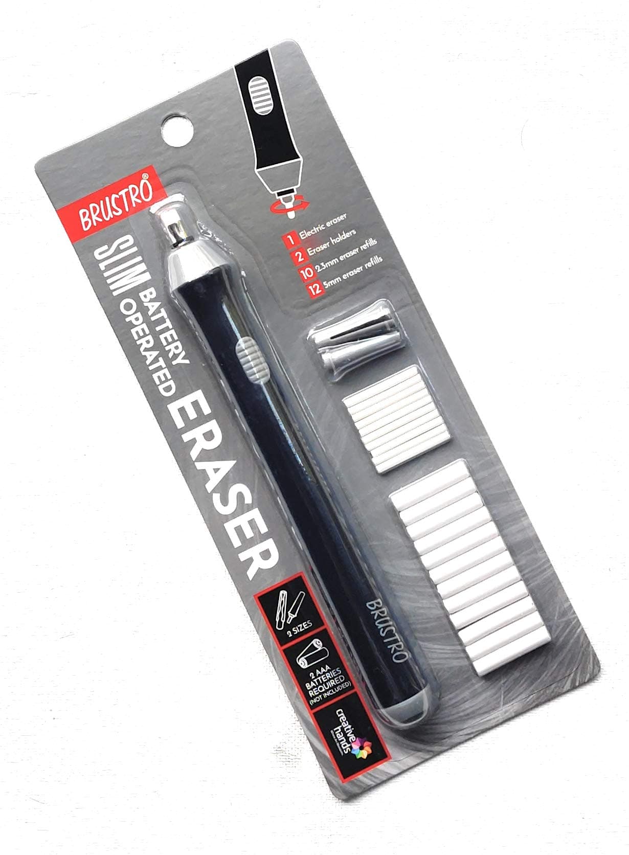 Slim Battery Operated Automatic Eraser, with 22 Refills and 2 Eraser Holders.