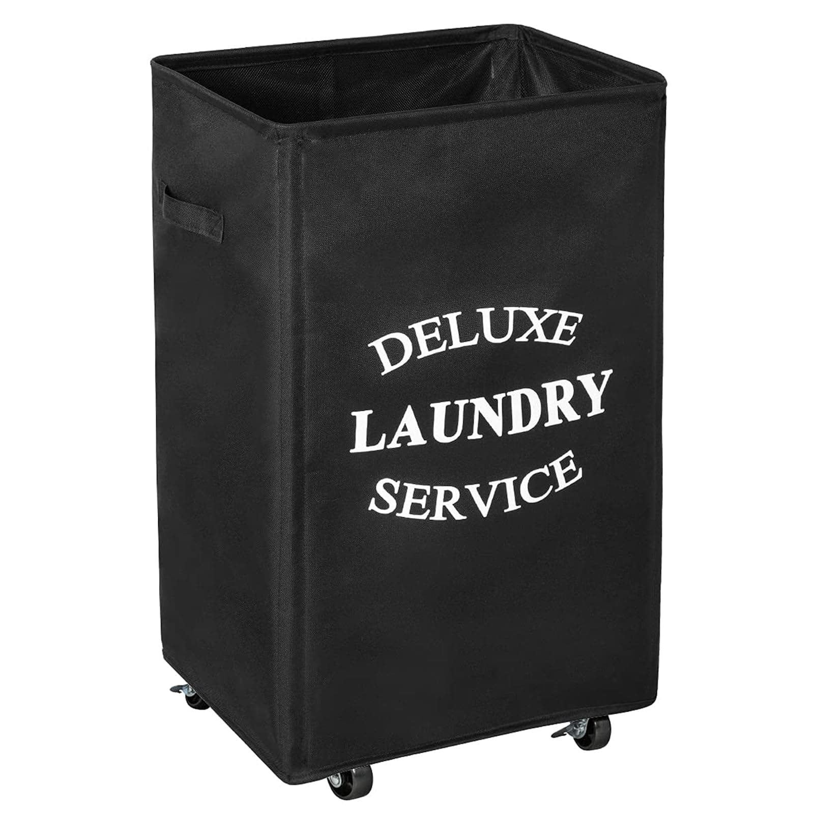 WOWLIVE Large Rolling Laundry Basket Wheels 90L Collapsible Tall Laundry Hamper Handle Foldable Dirty Clothing Basket Fold up Rectangular Hampers for Laundry Dorm Room (Black)