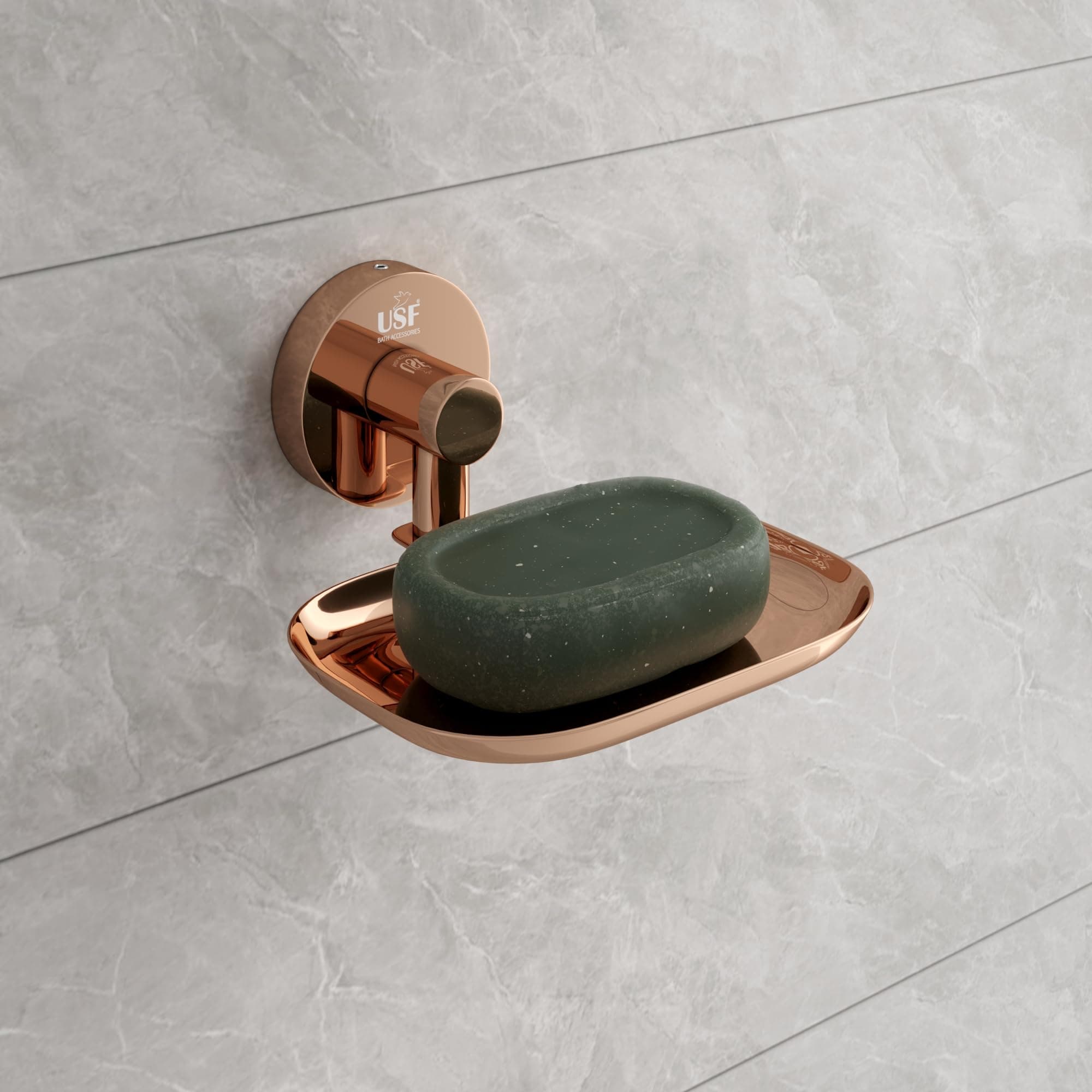 USF Bath Accessories Single Soap Holder for Bathroom,Soap Stand for Wash Basin,Soap Dish Holder Wall Mounted,304 Stainless Steel Bathroom Accessories(Rose Gold Pvd Finish)