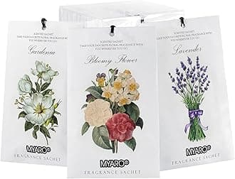 MYARO 12 Packs Scented Sachets for Drawer and Closet, Long-Lasting Potpourri Bags Closet Air Freshener Home Fragrance Sachet 3 Scents Options- Lavender, Bloomy Flower, Gardenia