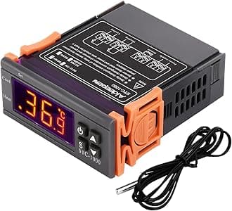 STC-1000 Temperature Controller, DC 12V 10A All-purpose Digital Thermostat with NTC Sensor Probe for Fermentation Hatch Freezer Heating and Cooling