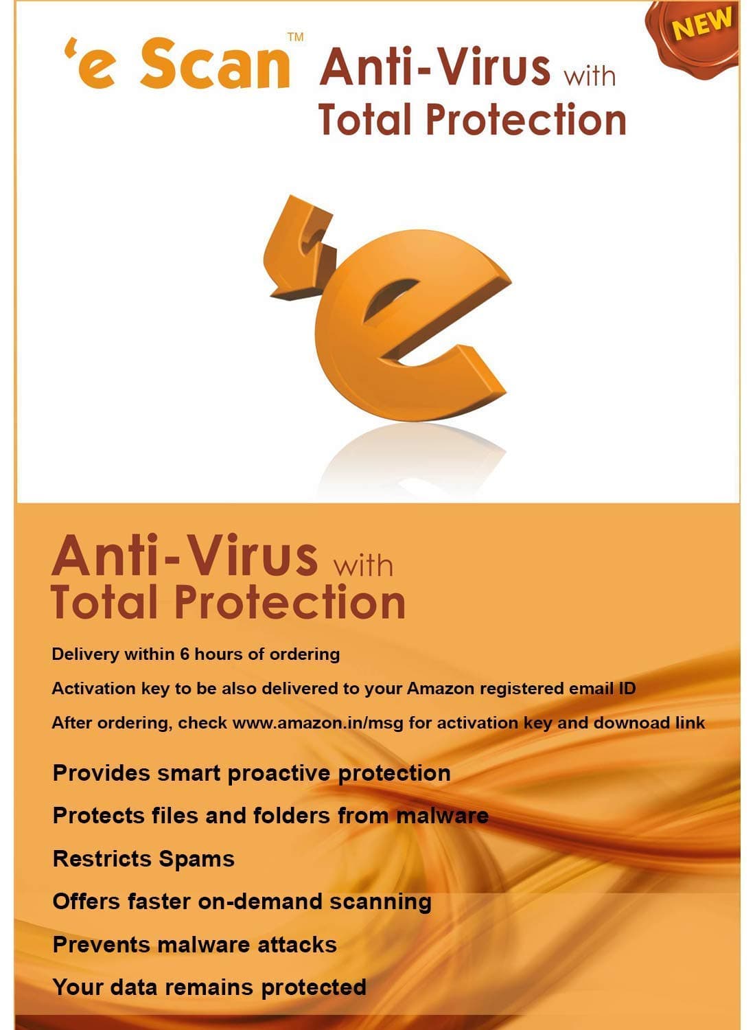 - ESCANAV Escan Anti-Virus - 1 PC, 3 Year (Activation Key) (Email Delivery in 2 hours- No DVD) [license]