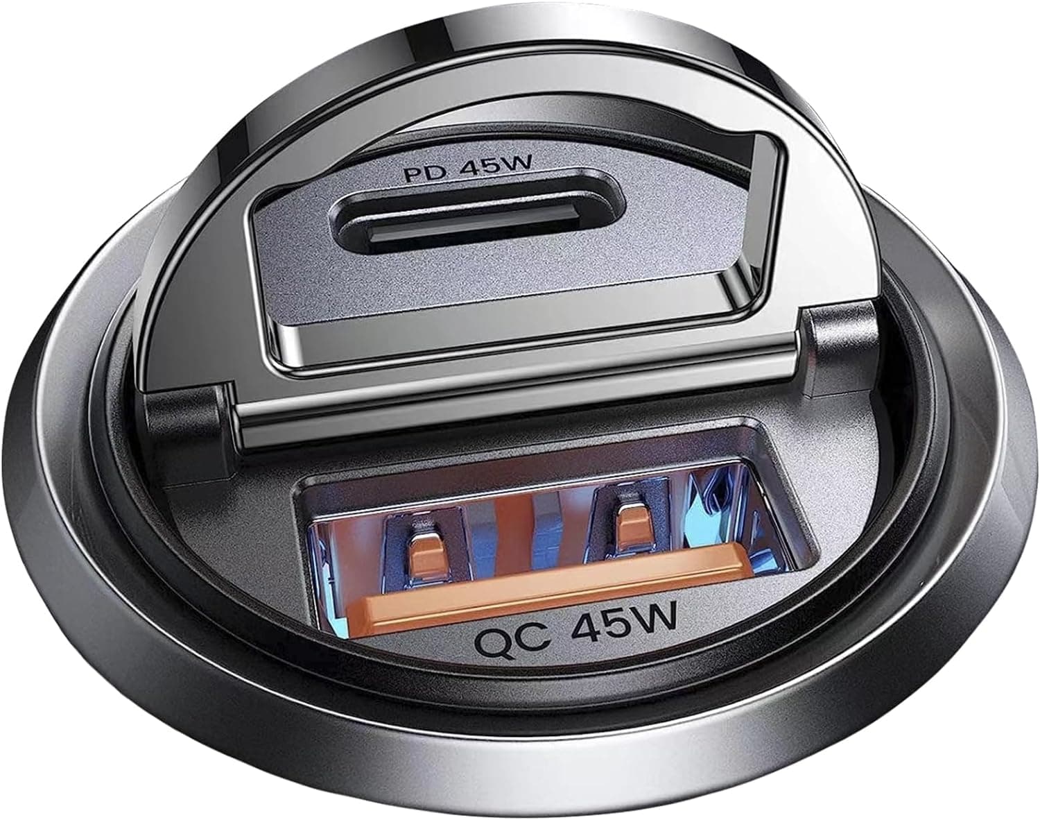 90W USB C Car Charger Fast Charging,[Invisible Design] All Metal Car Charger USB C PD45W+QC3.0 Dual Port Cigarette Lighter Car Adapter for iPhone 17 16 Pro Max Plus 15 Samsung S26 S25 Ultra