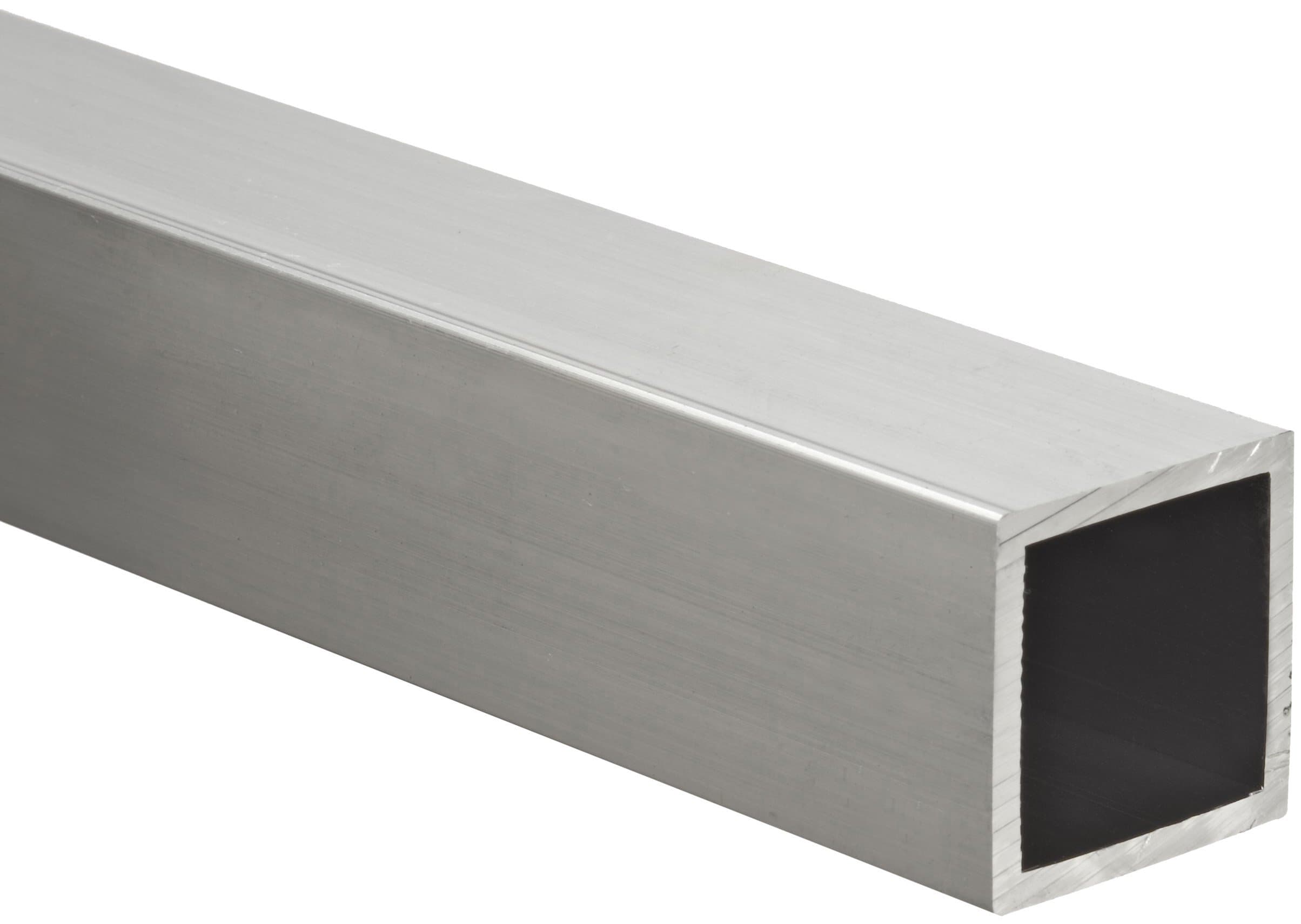 Aluminum 6063-T5 Hollow Rectangular Bar, ASTM B221, 1" x 1", 0.125" Wall, 36" Length