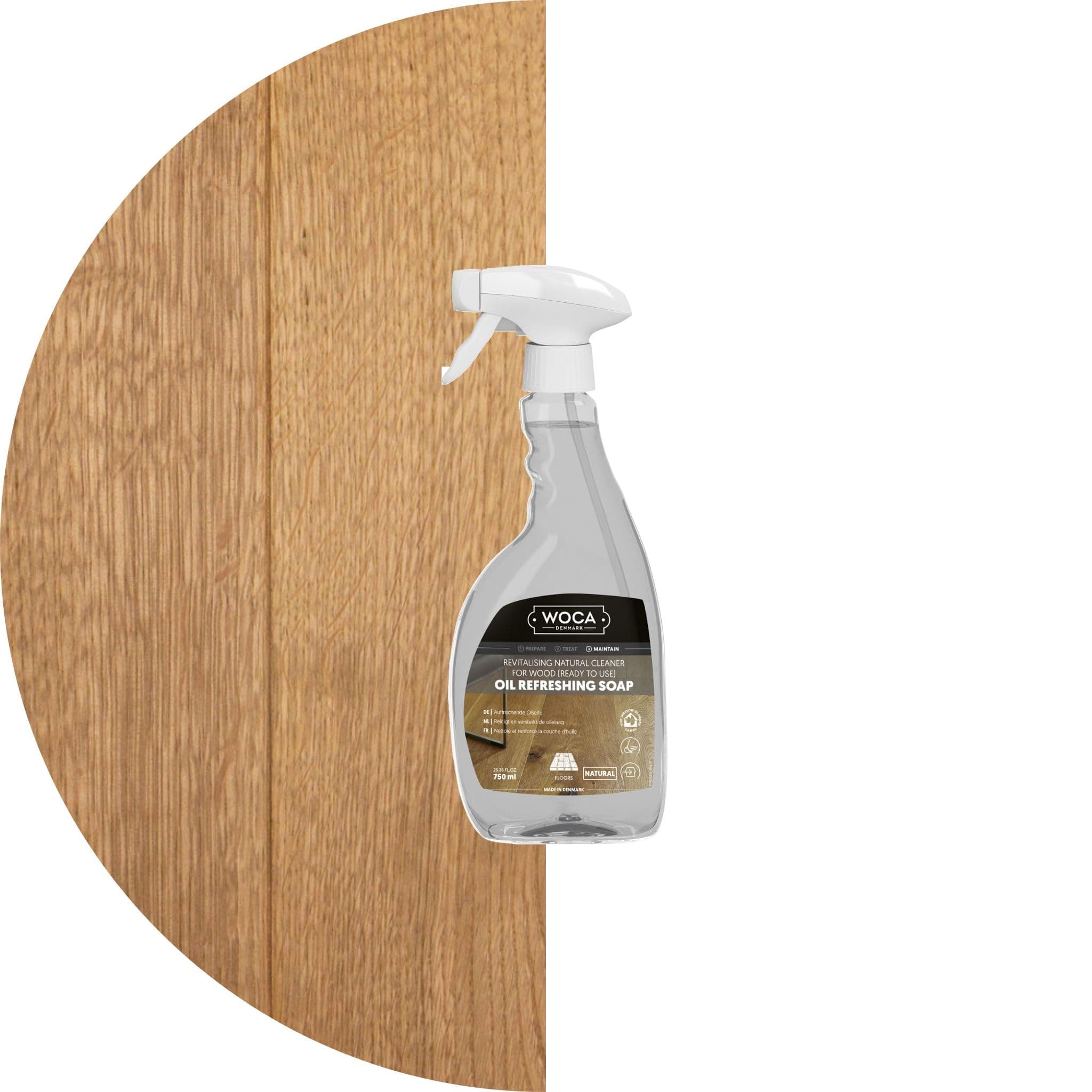 Denmark Oil Refreshing Soap Spray Natural – Ready-to-Use Cleaner & Rejuvenator for White Oiled Wood Floors | Plant-Based, Food Contact Safe | Cleans, Re-oils, Protects & Maintains Matte Finish