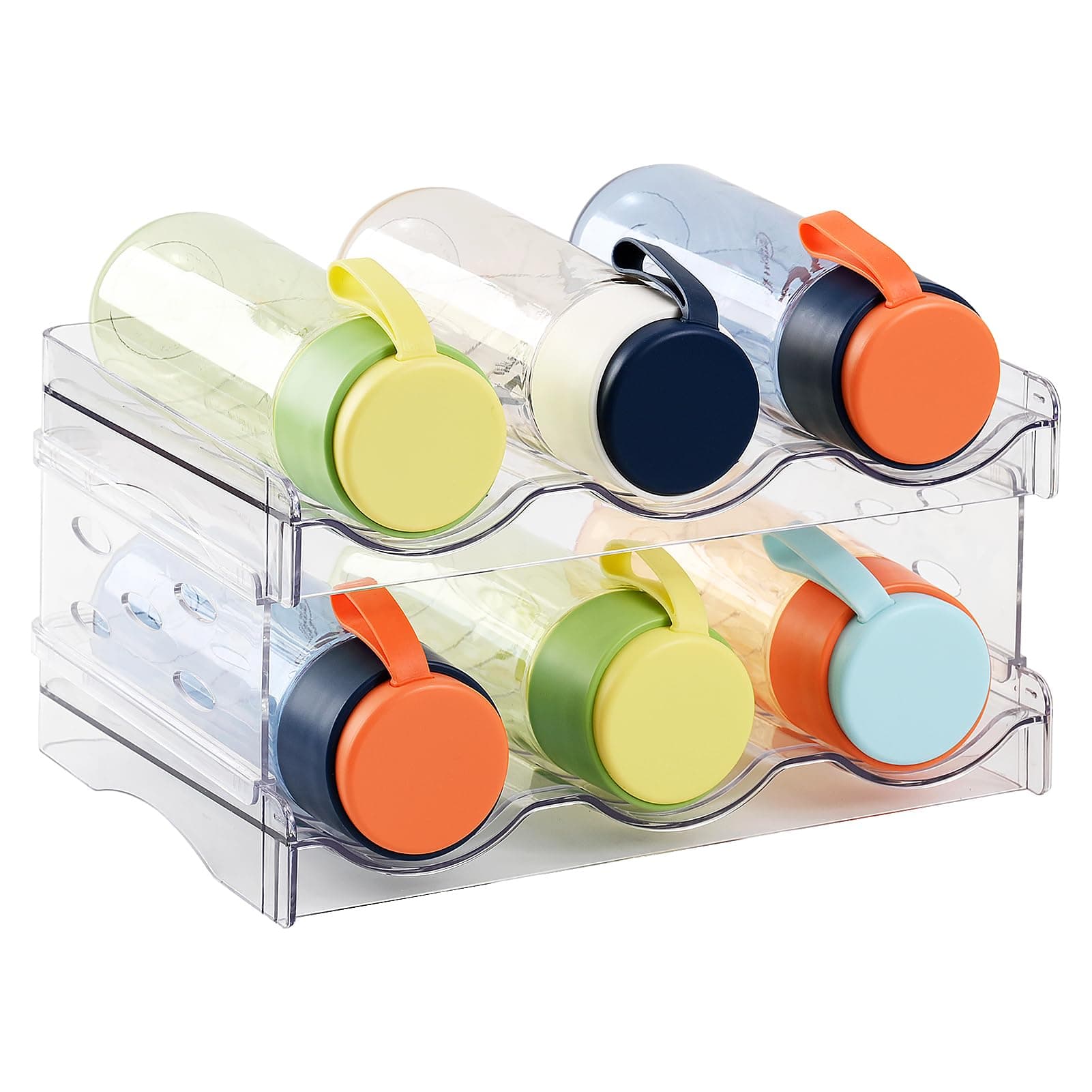 Acrylic Organizer - Stackable Freestanding Wine Rack, Water Bottle Organizer & Drink Holder for Kitchen, Cabinet, Fridge | Space-Saving Design for Bottles, Cups, Beverages (8.1"x11.2"x5.3")