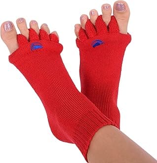 My Happy Feet Foot Alignment Socks with Toe Separators for Men or Women | Red (Small)