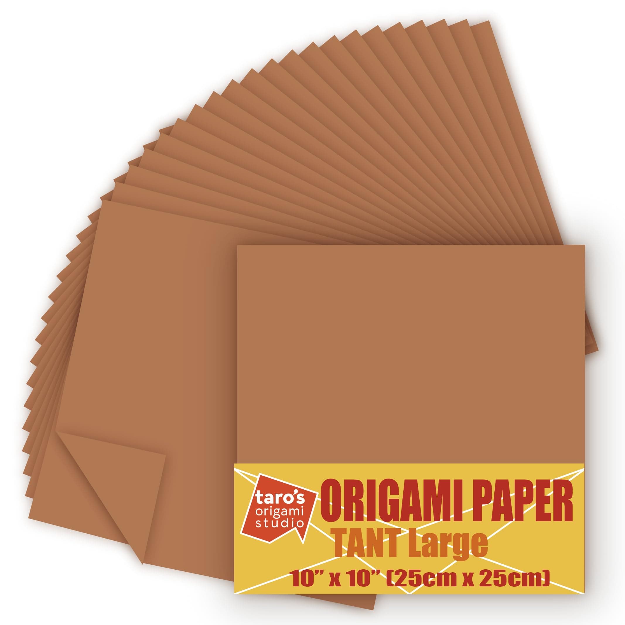 [Taro's Origami Studio] TANT Large 10 Inch (25 cm) Double Sided Single Color (Brown) 20 Sheets (All Same Color) for Origami Artist From Beginner to Expert (Made in Japan)
